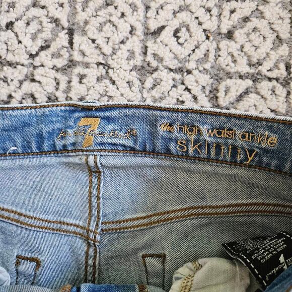 Seven For All Mankind Distressed High Rise Ankle Skinny Jeans Size 28 in Light W - Picture 2 of 7